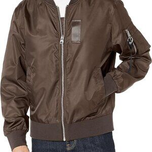 GUESS Men's Nylon Flight Bomber Jacket - Size M - Brown